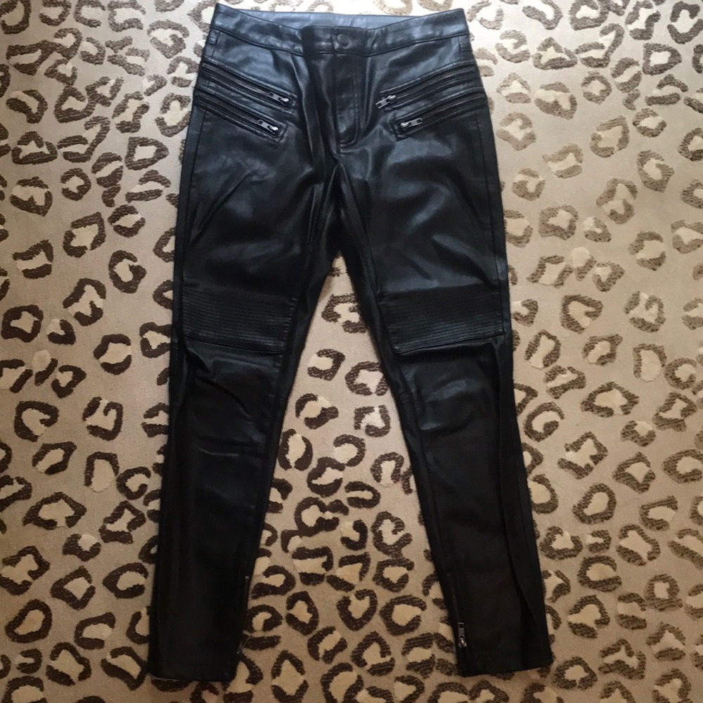 Free People Vegan Leather Moto Jean